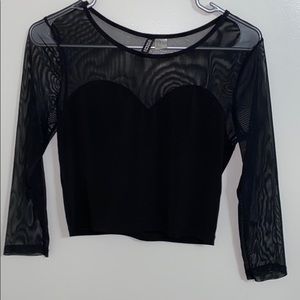 Black mesh crop top
